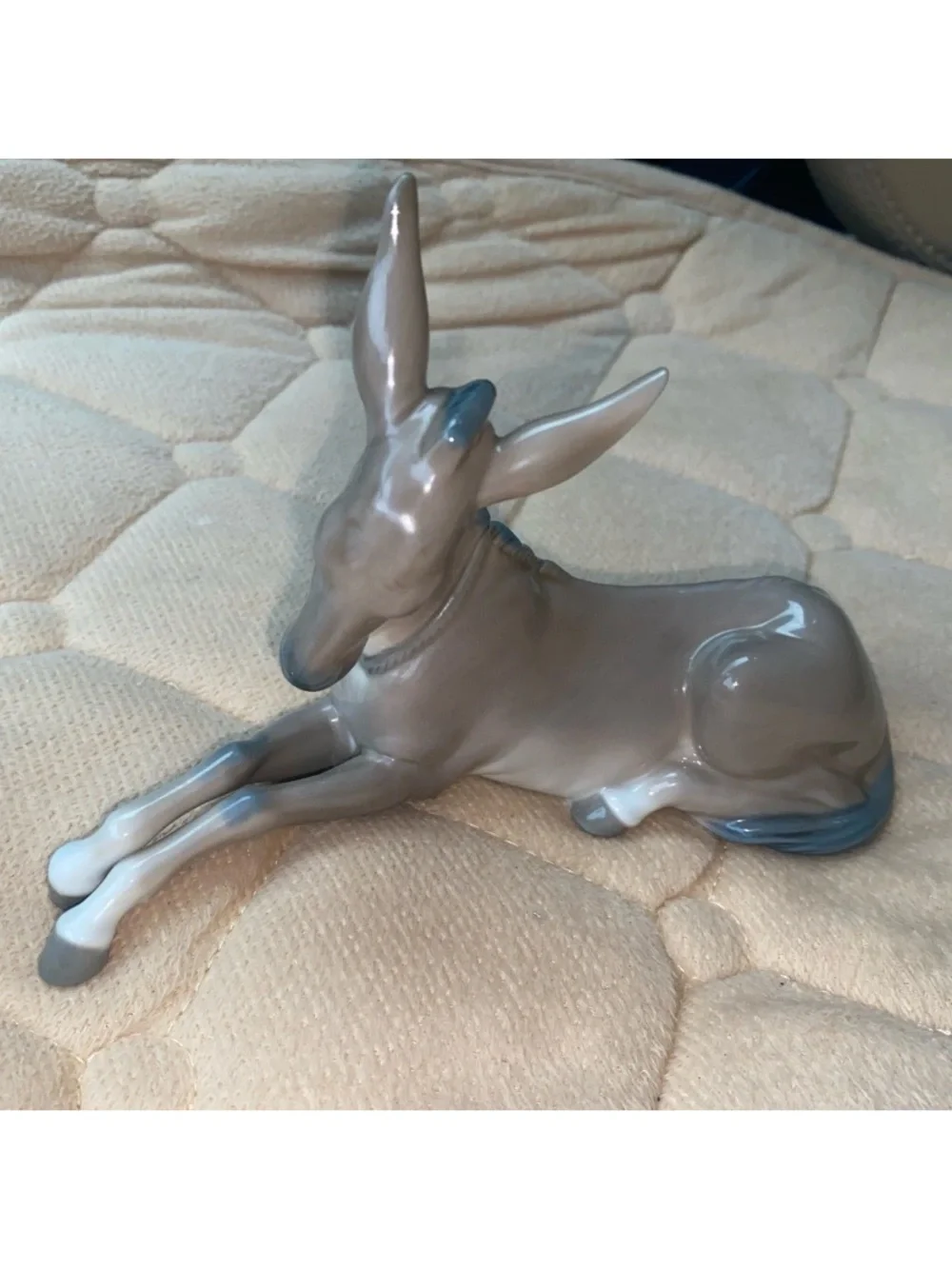 Lladro Nativity Donkey Laying Porcelain Figurine, Glazed Finish VTG F13N